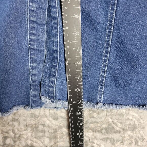 Machine Jeans Skirt Womens Medium Blue Denim Belted Snap Front Long Length - Picture 7 of 8